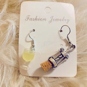 Wine Glass & Cork Screw Earrings